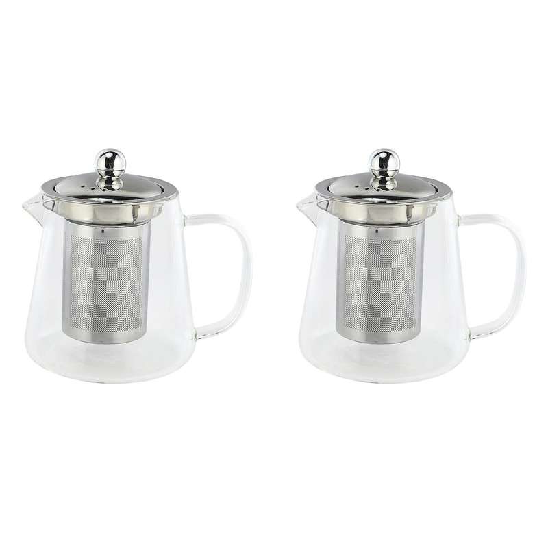2x 5sizes Good Clear Borosilicate Glass Teapot with Infuser 380ml