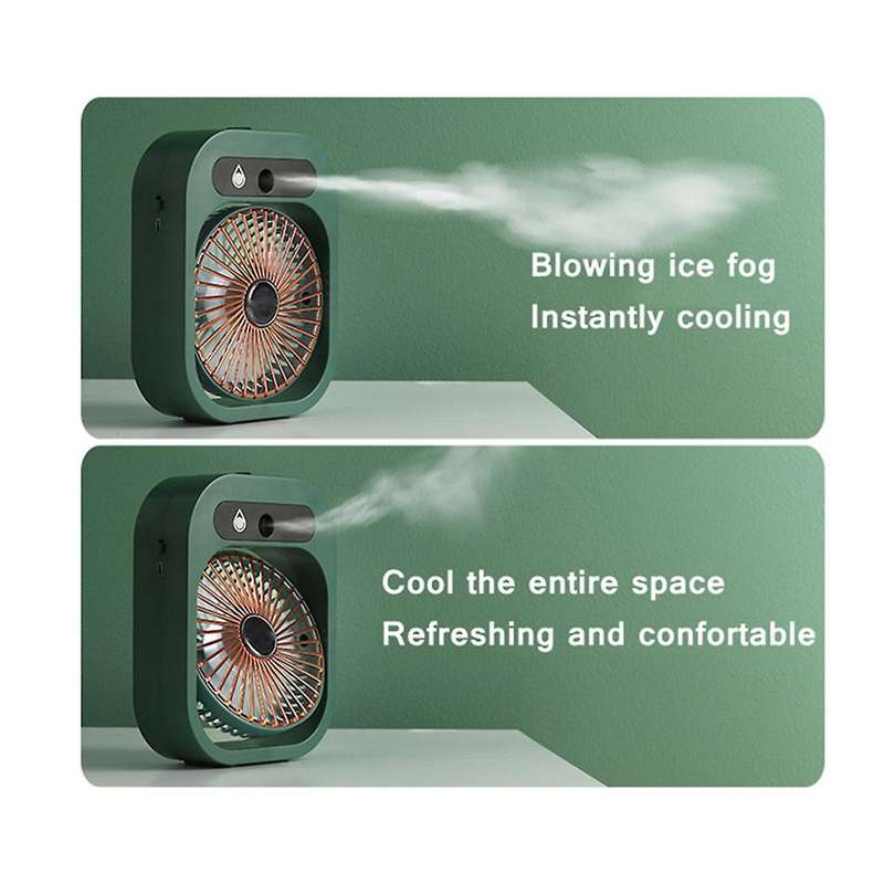 Desktop Water Spray Mist Cooling Fan Usb Chargeable 1200mah Fan Green