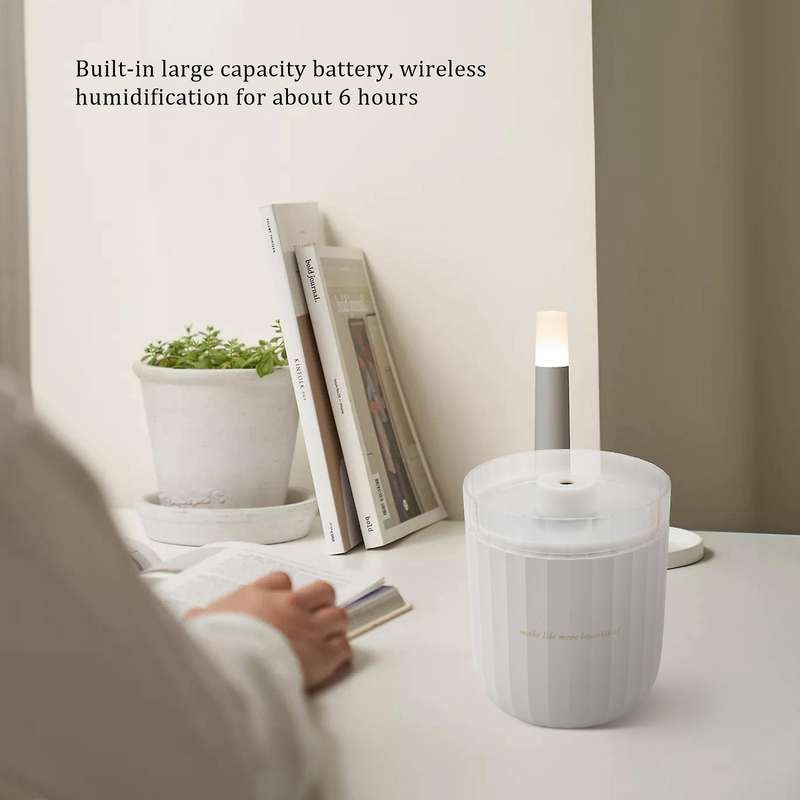 Portable Usb Air Humidifier Crystal Salt Stone Aroma Diffuser, White