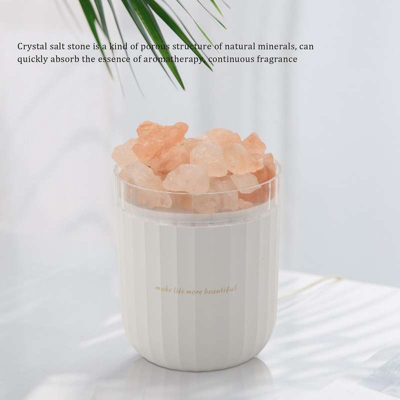 Portable Usb Air Humidifier Crystal Salt Stone Aroma Diffuser, White