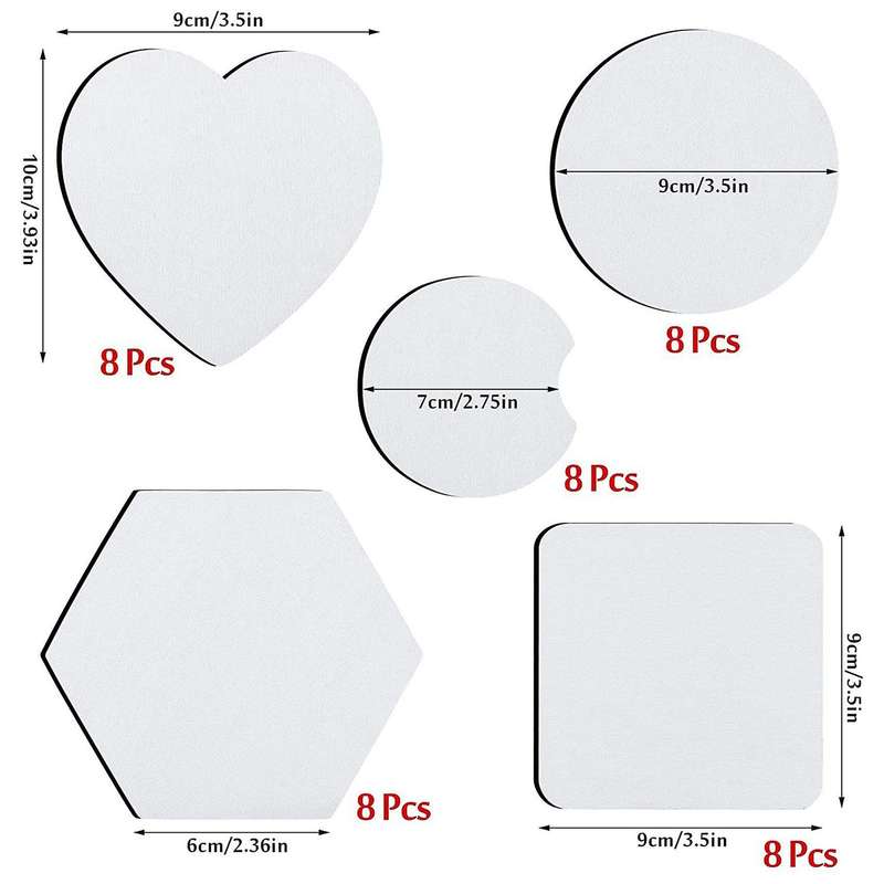 40pcs Sublimation Coasters Blank Heat Transfer Cup Coaster Diy Craft