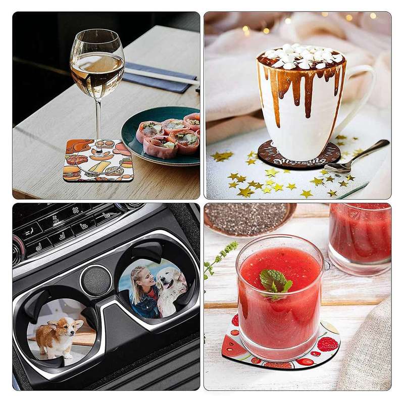 40pcs Sublimation Coasters Blank Heat Transfer Cup Coaster Diy Craft