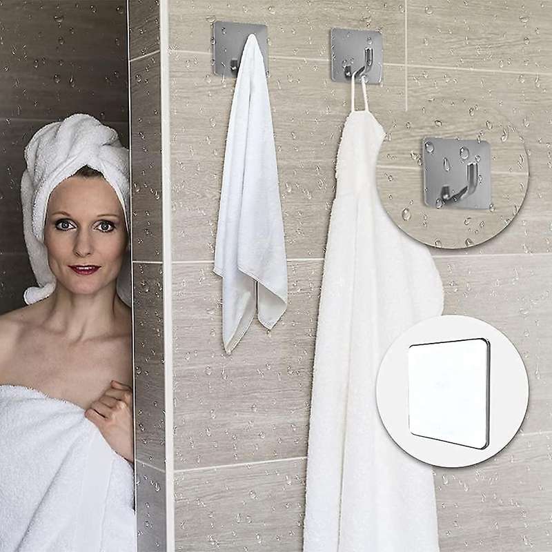9pcs Stainless Steel Stick On Wall Hooks for Hanging for Kitchen