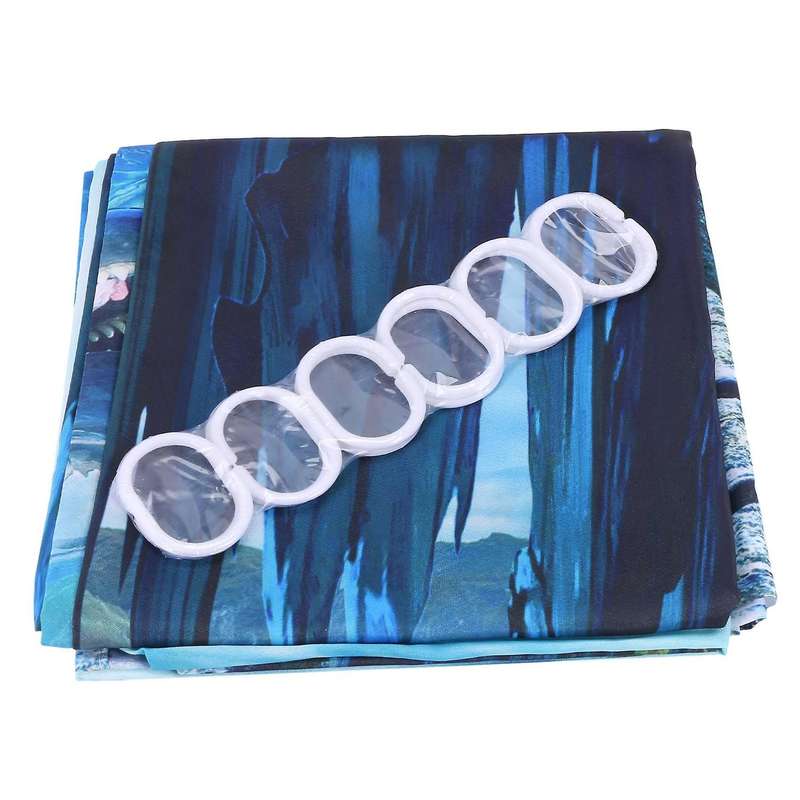 180x180cm Bathroom Shower Curtain Dolphin Print Durable Waterproof