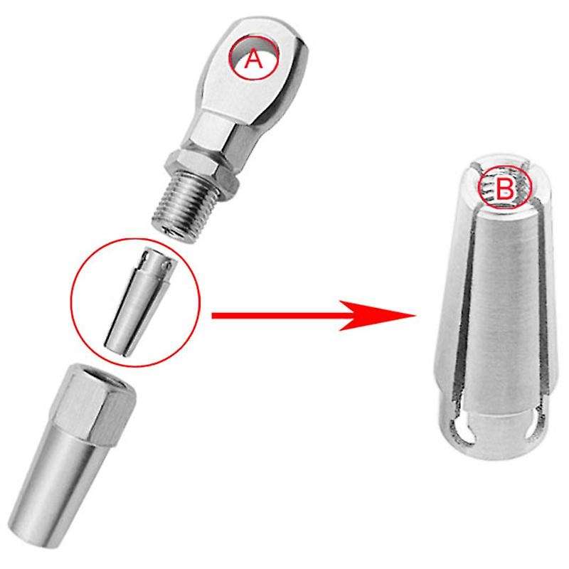 2pcs Marine Grade 316 Stainless Steel Eye Terminal Wire Cable Rope