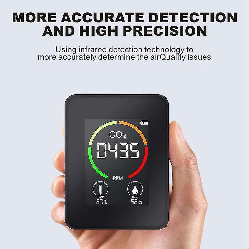 Co2 Detector Thermo-hygrometer Detector Air Quality Monitor Black