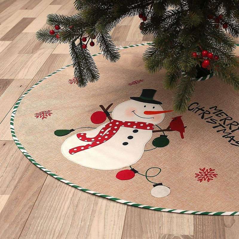 Christmas Tree Skirt Snowman Burlap Rustic Tree Skirt Xmas Skirt B