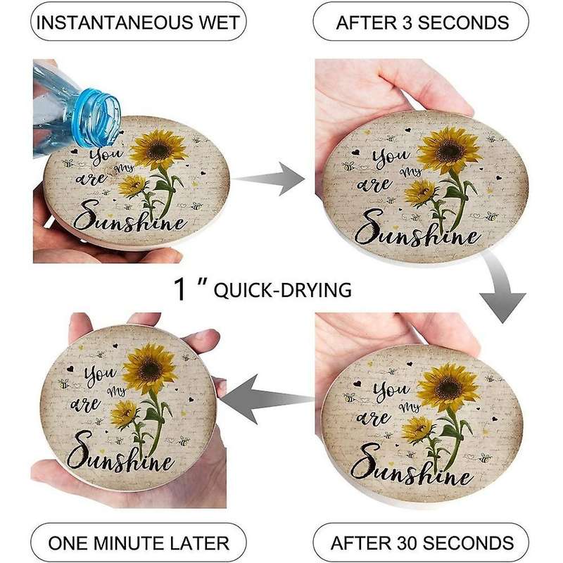 Drink Coaster Set,sunflower Coasters for Living Room,coffee Bar Decor