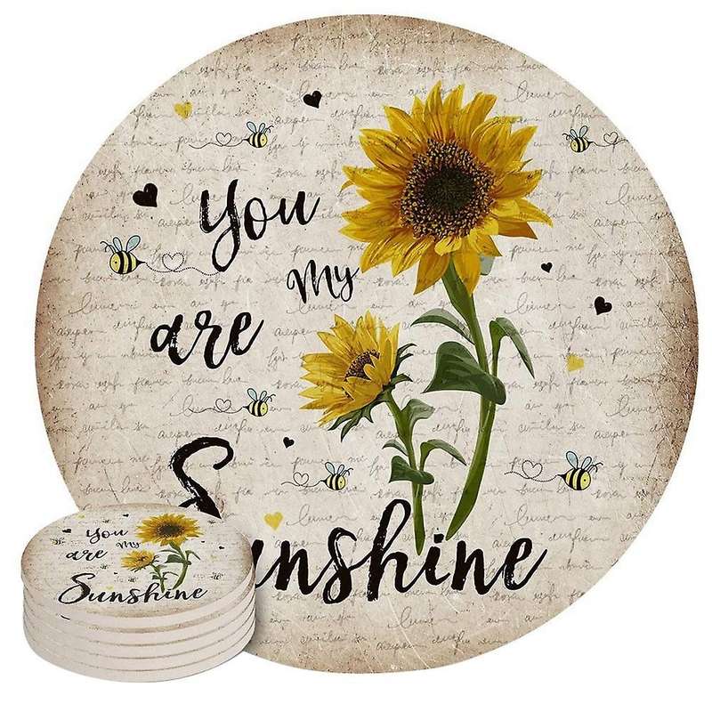 Drink Coaster Set,sunflower Coasters for Living Room,coffee Bar Decor