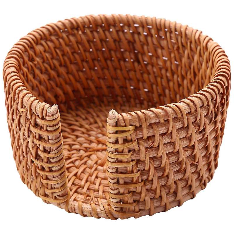 12pcs/ Drink Coasters Set Round Tableware Rattan Weave Diameter 8cm