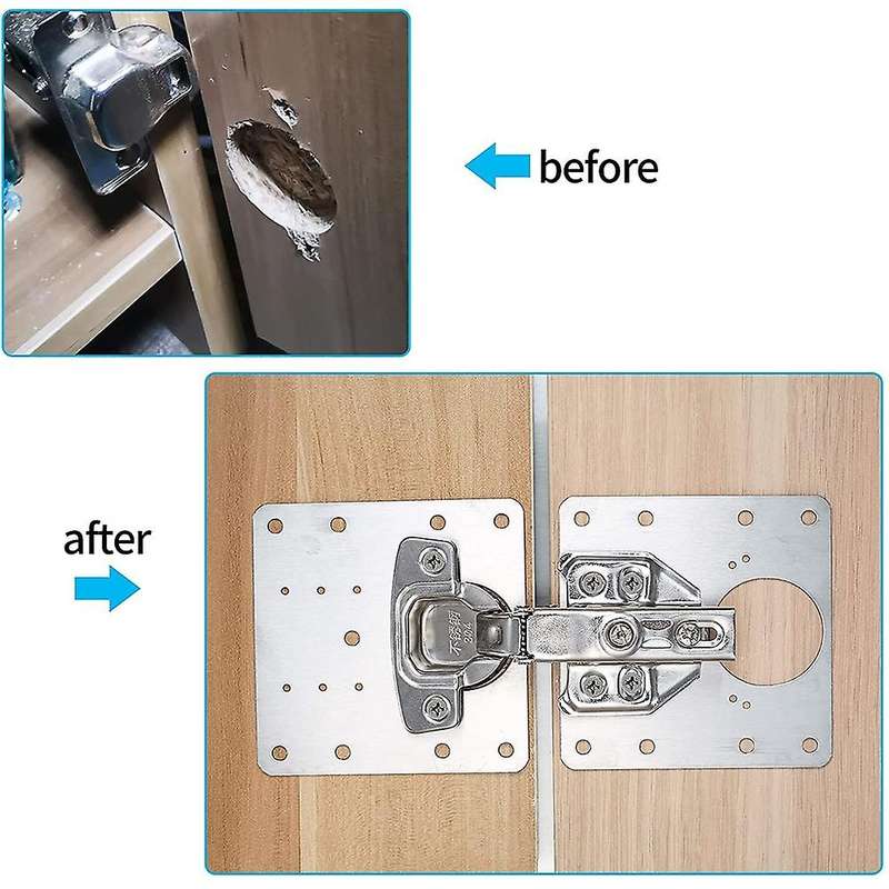 4 Pcs Cabinet Hinges and 8 Pcs Hinges Repair Plates,kitchen Hinge