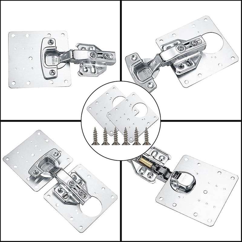 4 Pcs Cabinet Hinges and 8 Pcs Hinges Repair Plates,kitchen Hinge