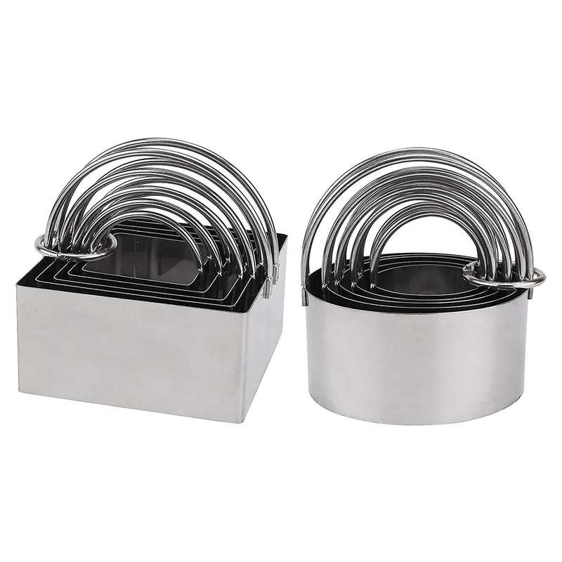 10 Pack Cookie Cutters,round & Square Biscuit Pastry Cutter