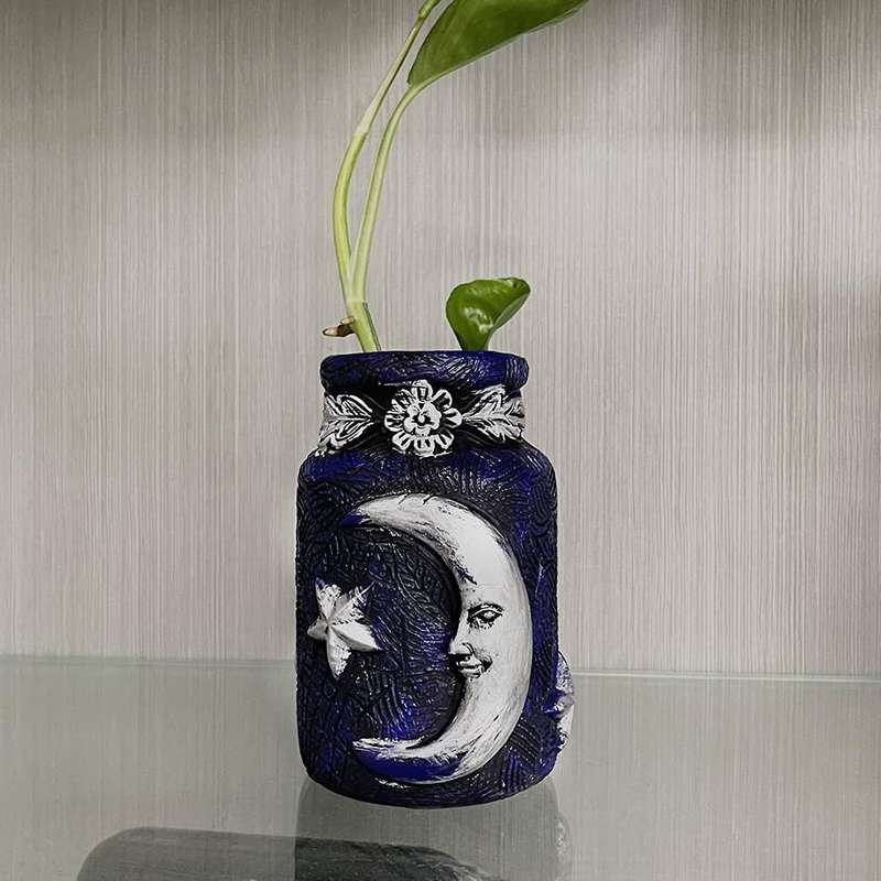 Green Man Witch Bottle /death Shead Moth/celestial Decor Moon D