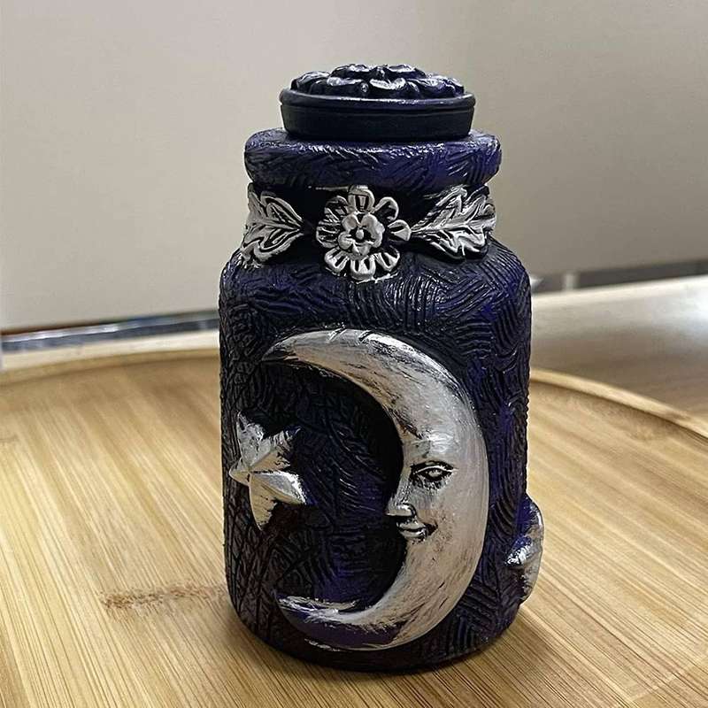 Green Man Witch Bottle /death Shead Moth/celestial Decor Moon D