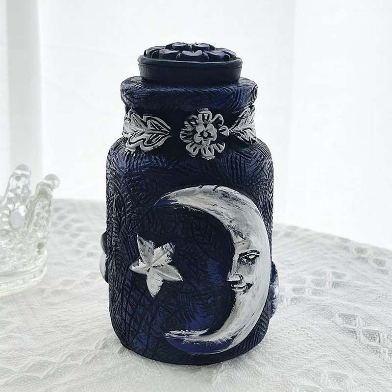 Green Man Witch Bottle /death Shead Moth/celestial Decor Moon D