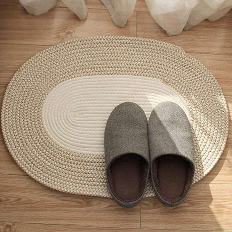 Japanese Style Cotton and Linen Carpet Living Room Sofa Rub Floor Mat