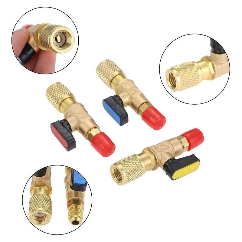 Brass R410a Refrigerant Straight Ball Valves Ac Charging Hoses