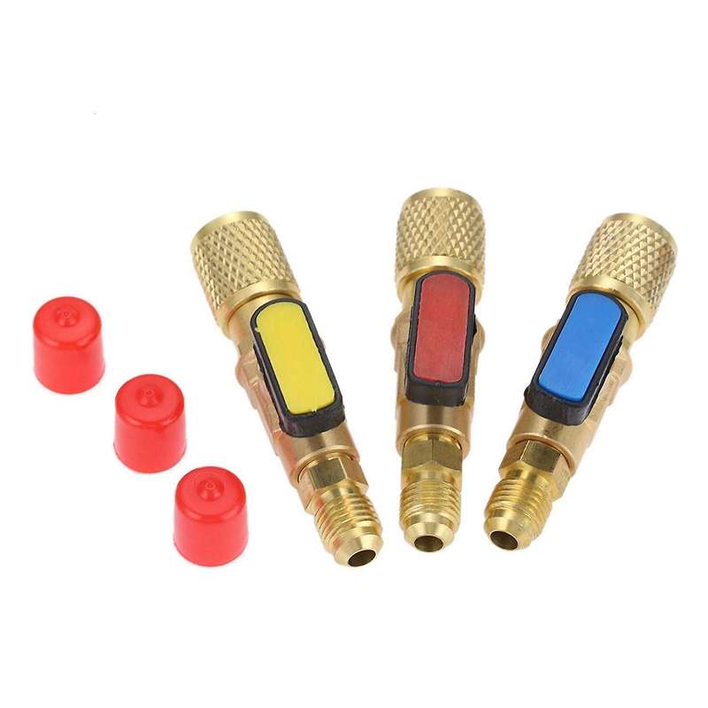 Brass R410a Refrigerant Straight Ball Valves Ac Charging Hoses