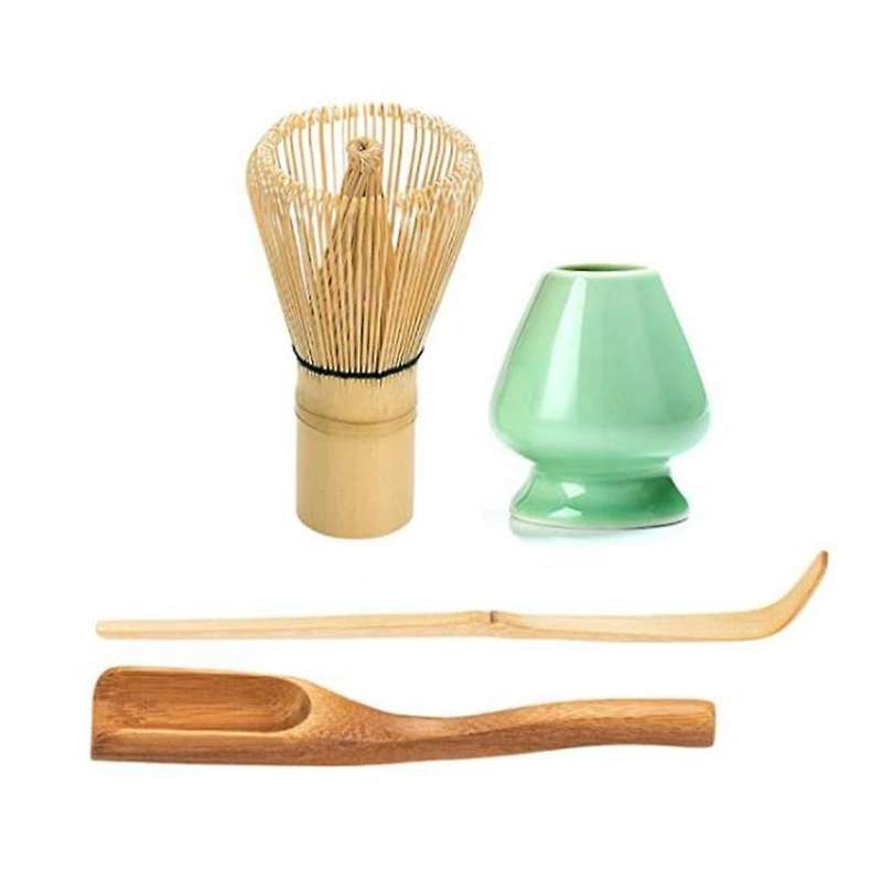 Matcha Whisk, Scoop and Tea Spoon, Ceramic Whisk Holder Green