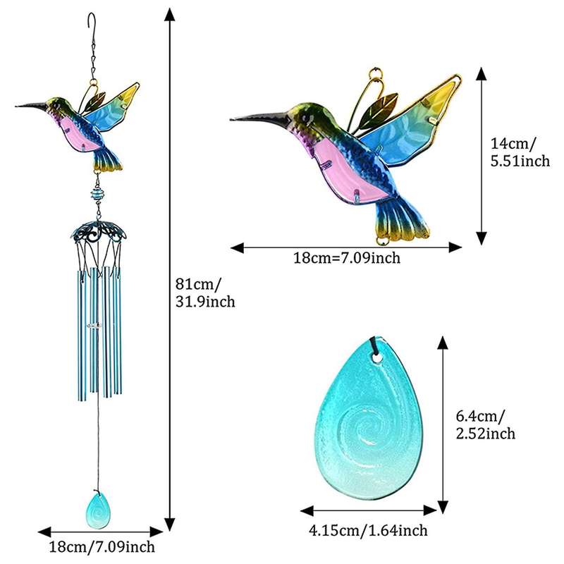 2x Garden Wind Chimes Home Decor Outdoor Indoor Metal Windchime Gifts