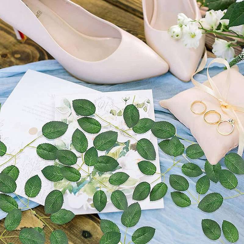 200pcs Bulk Rose Leaves Artificial Greenery Fake Rose Flower Leaves