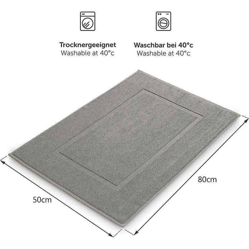 Bath Mat, Shower Rug, Soft Shower Mat, Absorbent,100% Cotton, 50x80cm