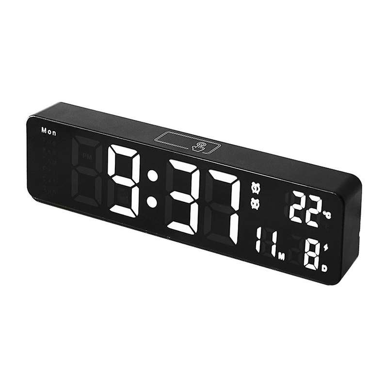 Led Mirrored with Weekly Modern Desk Clocks -black Shell White Light