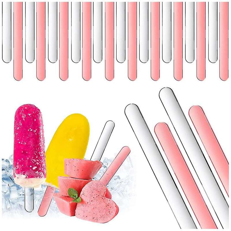 80 Pieces Acrylic Cakesicle Sticks 4.5 Inch Reusable (clear and Pink)