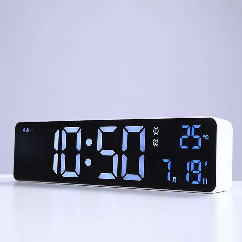 Led Mirrored with Weekly Modern Desk Clocks -black Shell Green Light