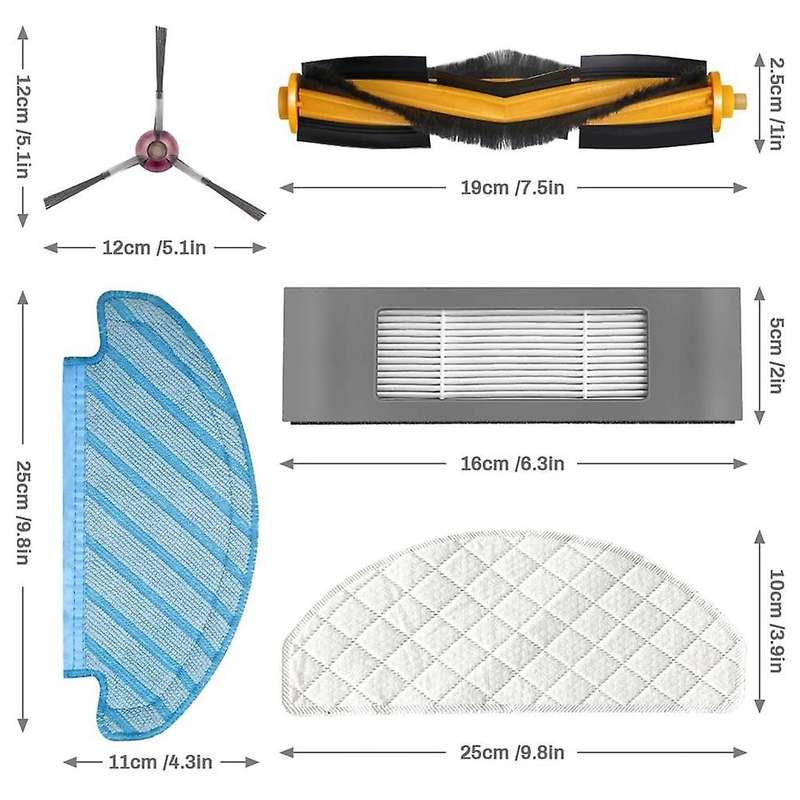 Main Brush Side Brush Filter Rag Replacement Spare Parts for Ecovacs