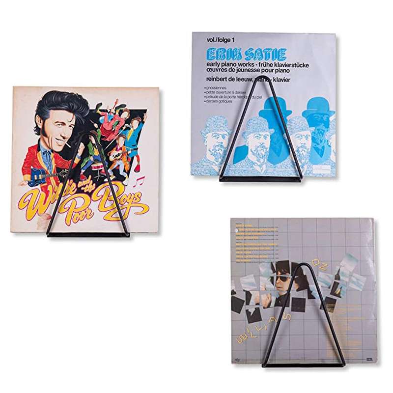 Set Of 3 Wrought Iron Triangular Wall-mounted Magazine Holders, Black
