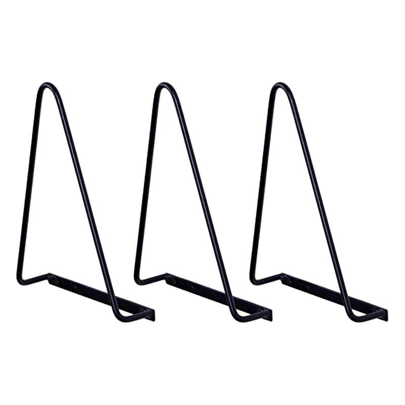 Set Of 3 Wrought Iron Triangular Wall-mounted Magazine Holders, Black
