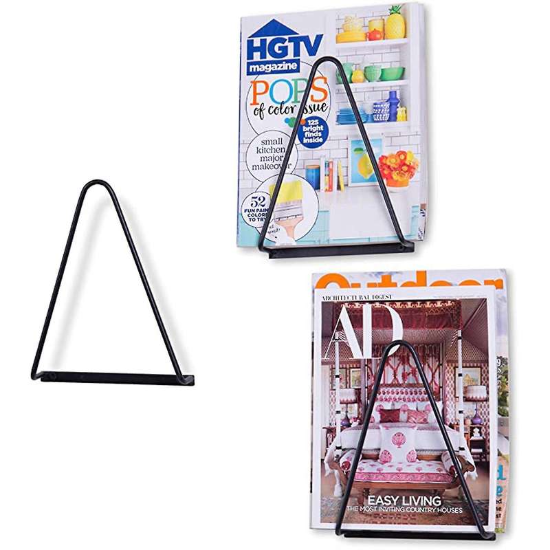 Set Of 3 Wrought Iron Triangular Wall-mounted Magazine Holders, Black