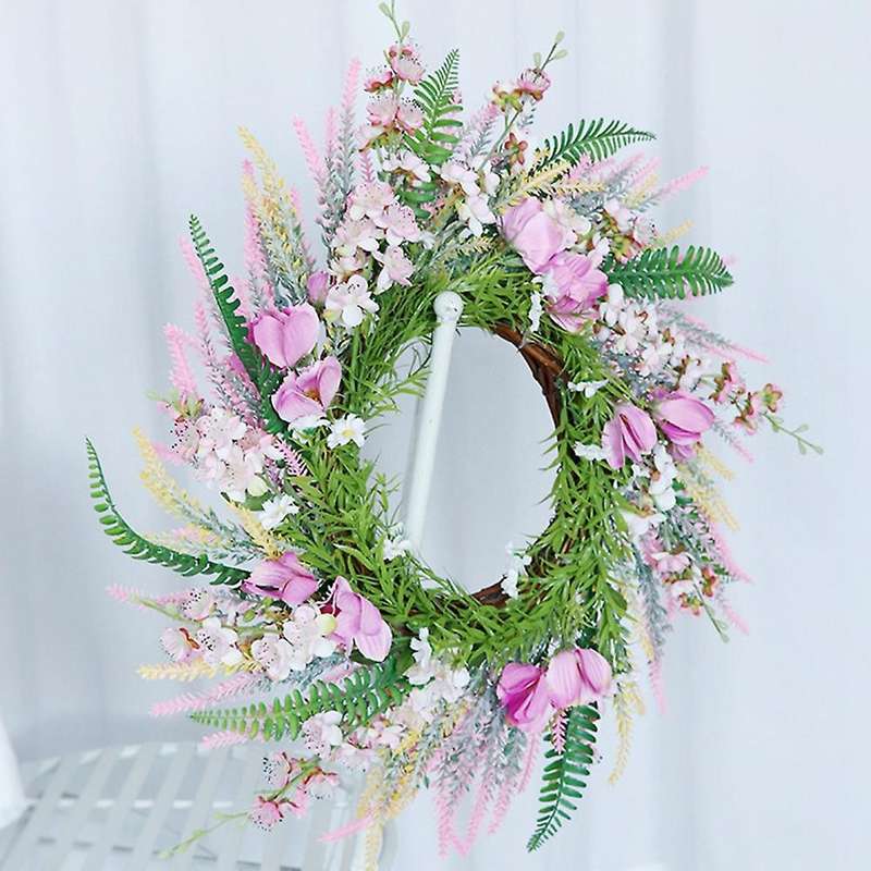 Large Lavender Peach Blossom Wreath Flower Farmhouse Garland Wreath