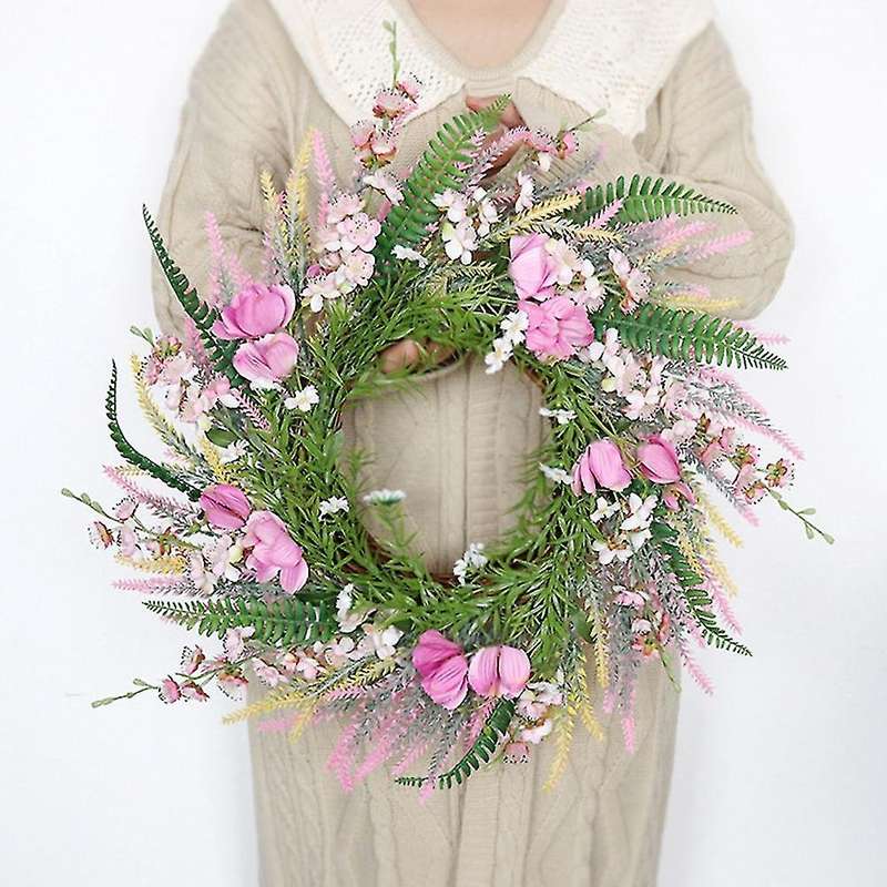 Large Lavender Peach Blossom Wreath Flower Farmhouse Garland Wreath