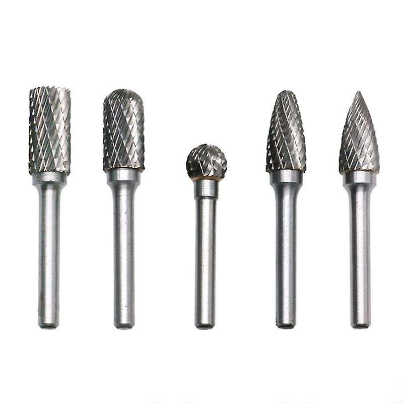 5pcs Carbide Burrs 10mm Dia 6mm Shank Double Cut Rotary File Cutting