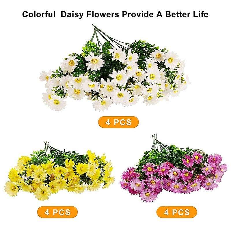 12 Bundles Artificial Daisies Flowers Outdoor Fake Plants White Daisy