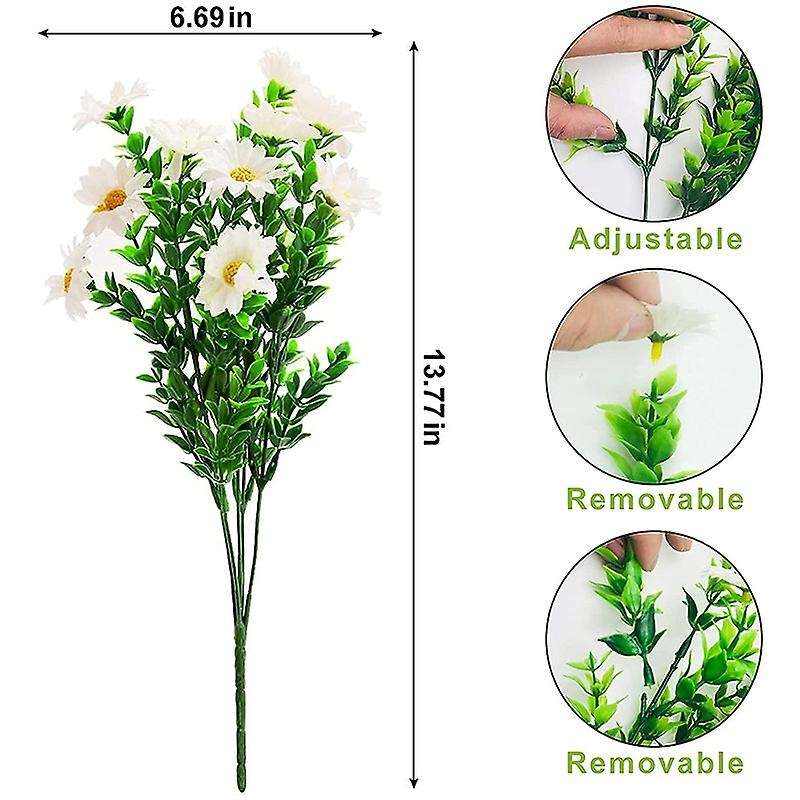 12 Bundles Artificial Daisies Flowers Outdoor Fake Plants White Daisy