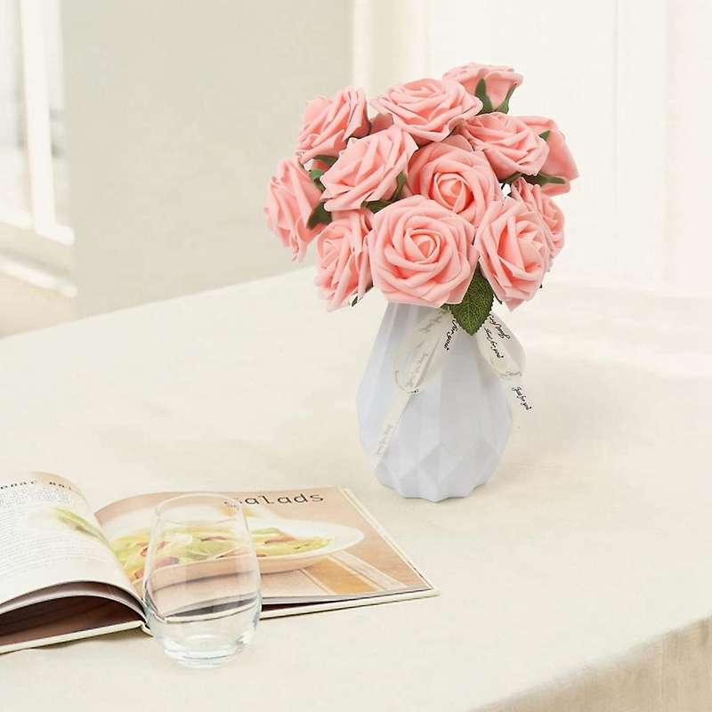 Artificial Rose Flowers, Pink Roses Real Touch Foam Fake Rose Bulk