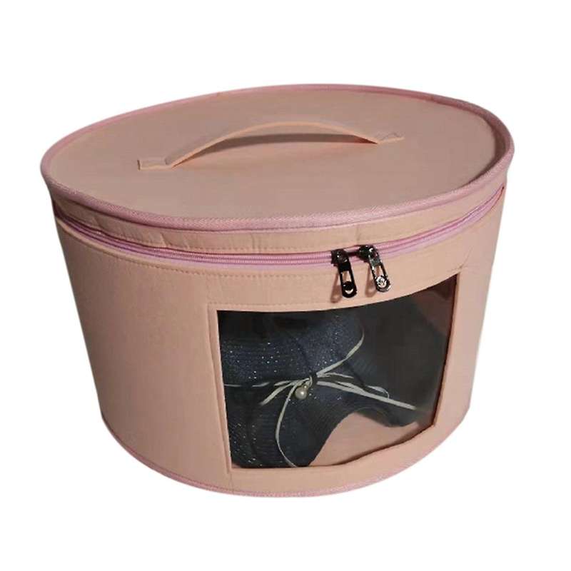 Hat Box Organizer Round Travel Hat Boxes Foldable Hat Storage Bag C