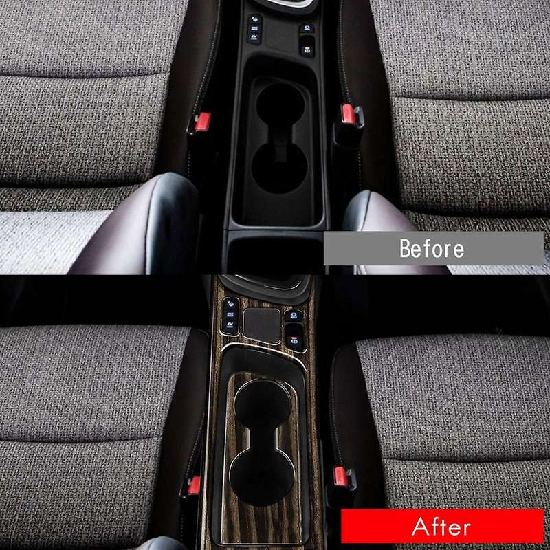 Car Center Console Water Cup Holder Decoration Wood Grain Inside