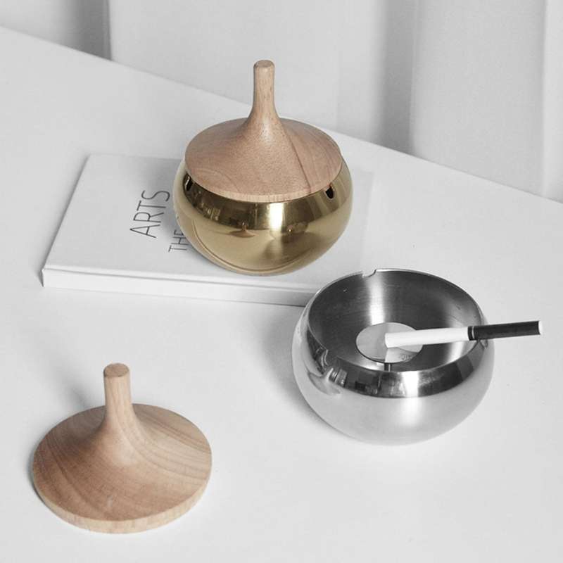 Windproof Ashtray Stainless Steel Tabletop Ashtray Cigar Ash Holder B