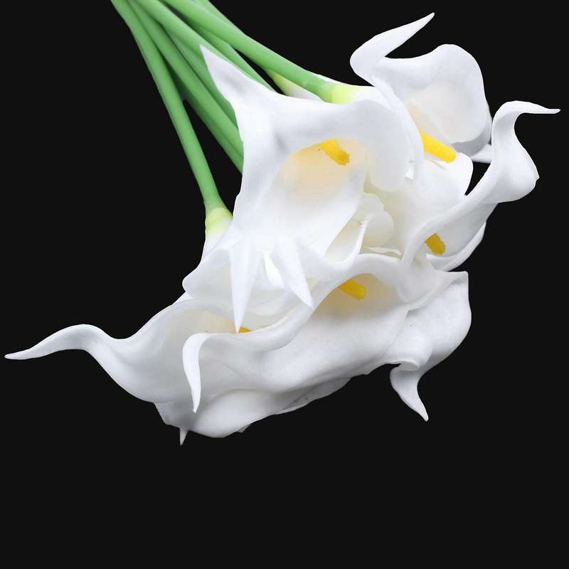 12 Pcs Artificial Flower - White Yellow Heart 34cm