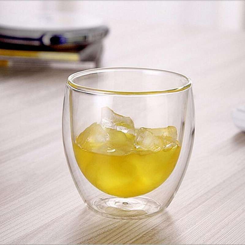 4pcs 80ml Double Wall Glass Cup Transparent Handmade Heat Resistant