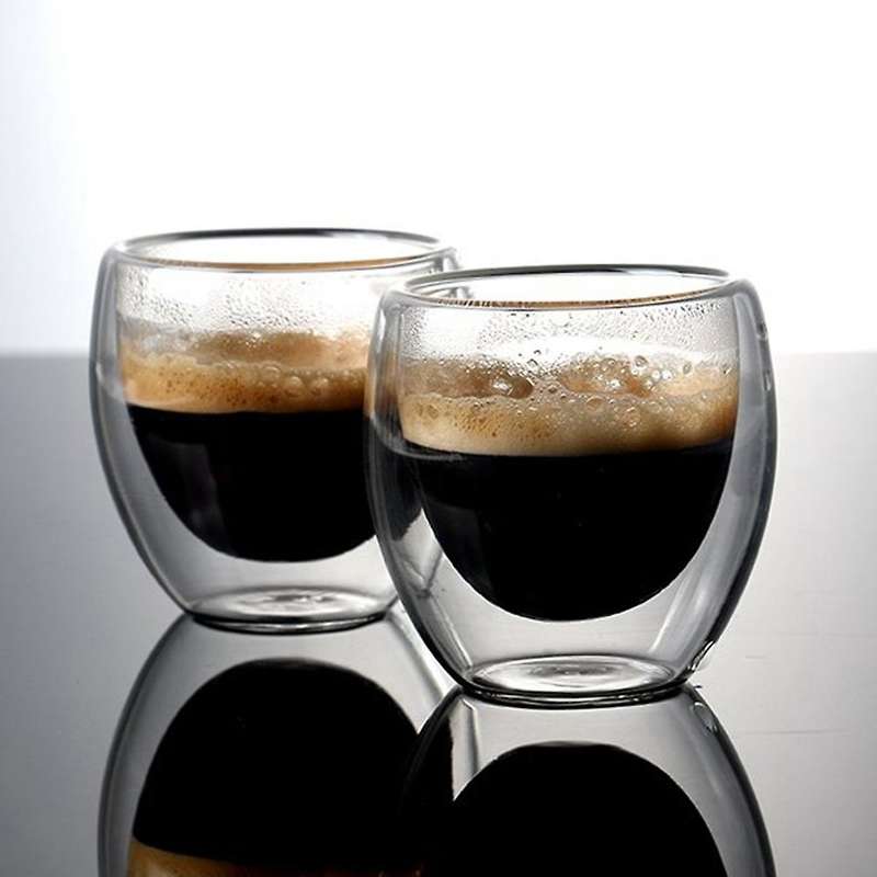 4pcs 80ml Double Wall Glass Cup Transparent Handmade Heat Resistant
