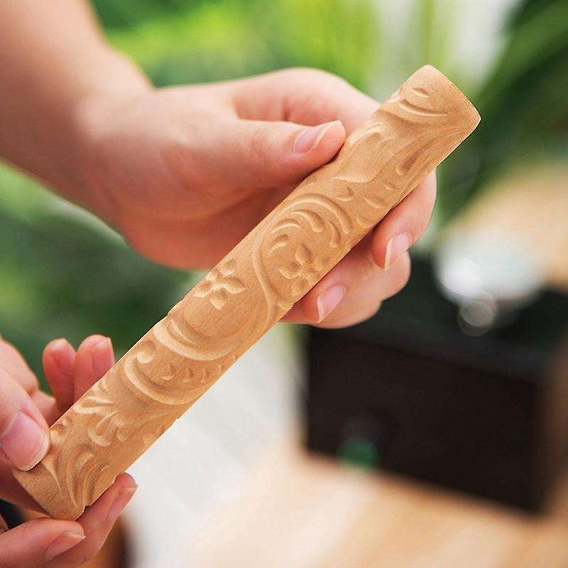 2pcs Clay Modeling Pattern Rollers Flowers Pattern 6.3in Clay Rolling