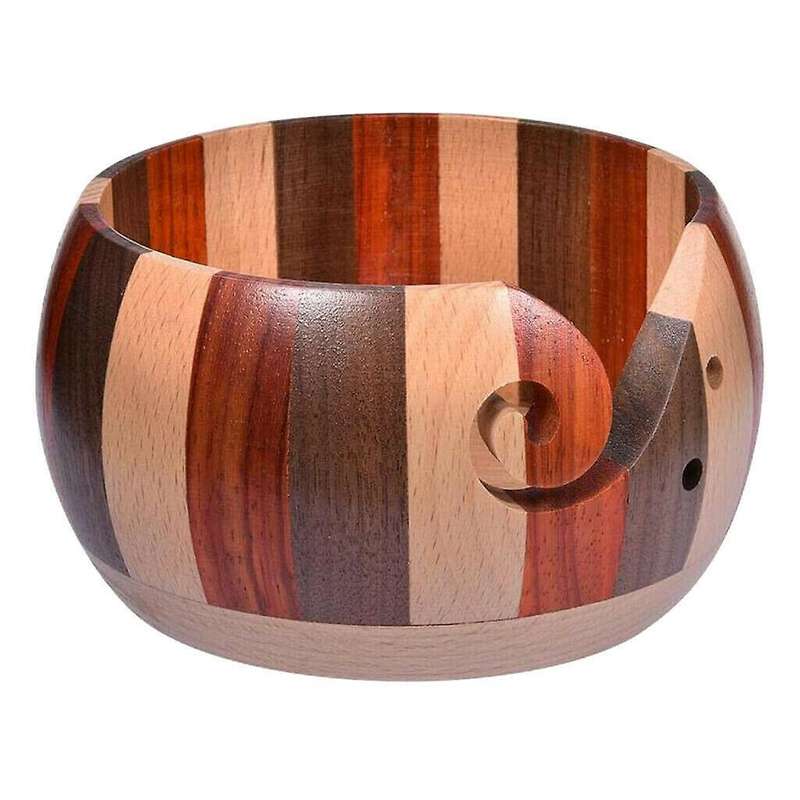 Wooden Yarn Bowl Wood Crochet Knitting Wool Tool Holder Organizer