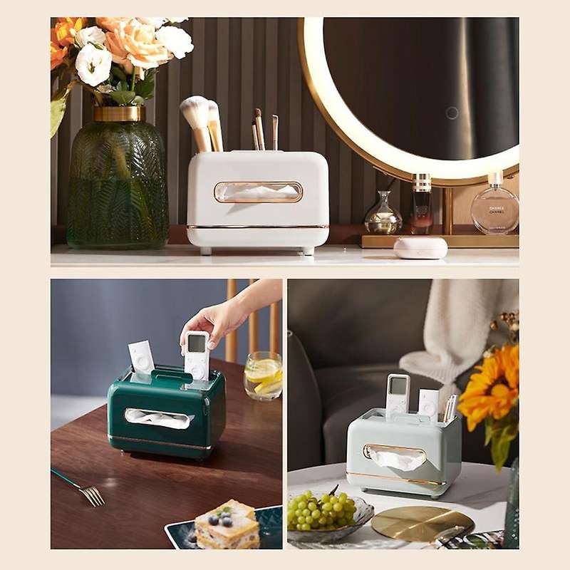 Tissue Boxes with Remote Control Holder Countertop Organizer B