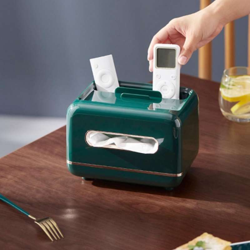 Tissue Boxes with Remote Control Holder Countertop Organizer B
